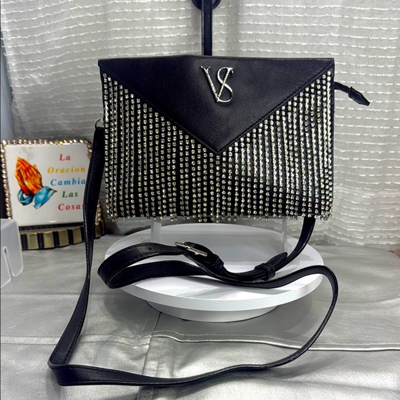 (E4) Victoria's Secret Glam Rhinestone Fringe Convertible Crossbody - Picture 2 of 16
